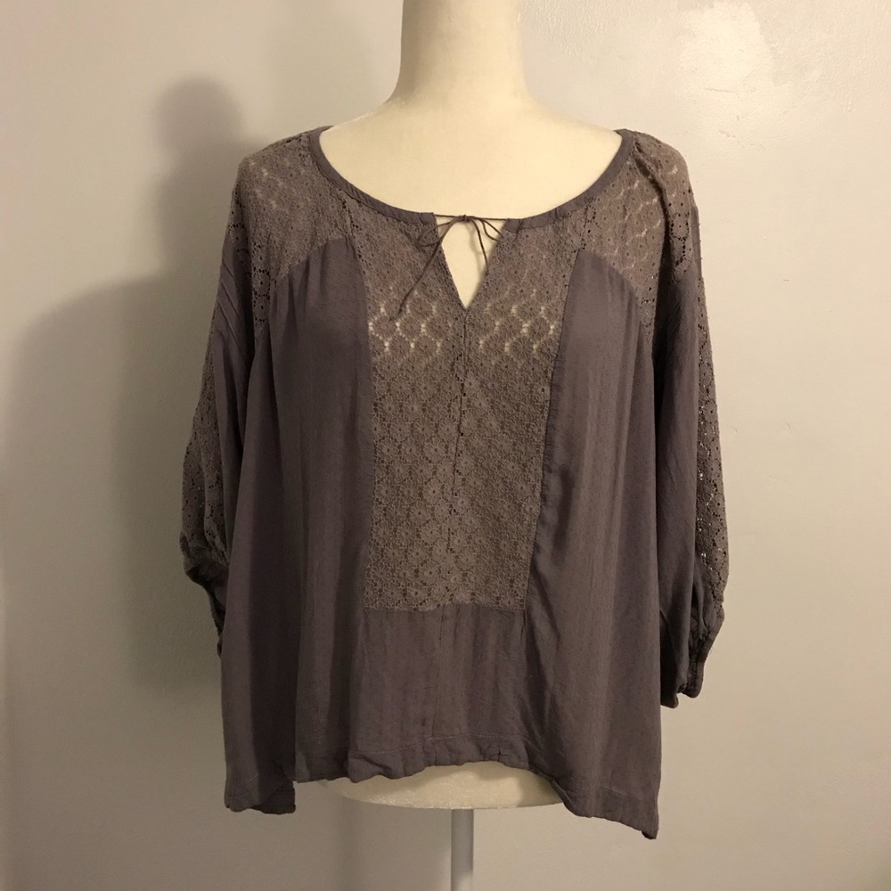 Free People Crochet Flowy Top